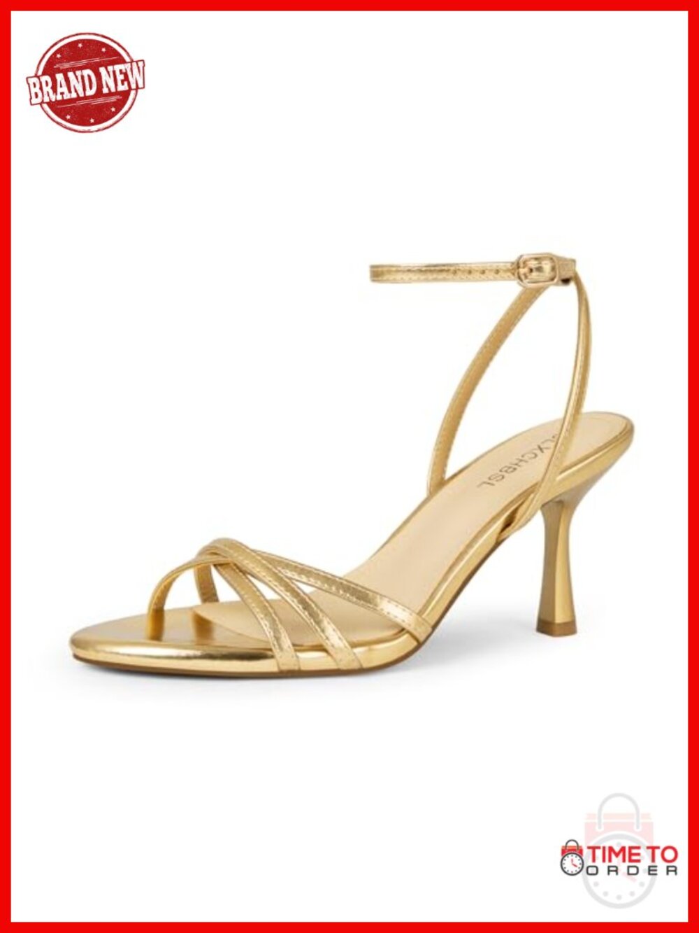 Kitten Heel Sandals Strappy Round Open Toe Heeled Sandals